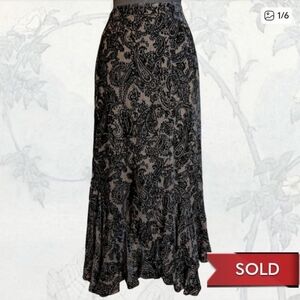 SOLD Chico's Paisley Black and Cream Velvet Maxi Skirt